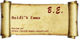 Belák Emma névjegykártya