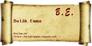 Belák Emma névjegykártya